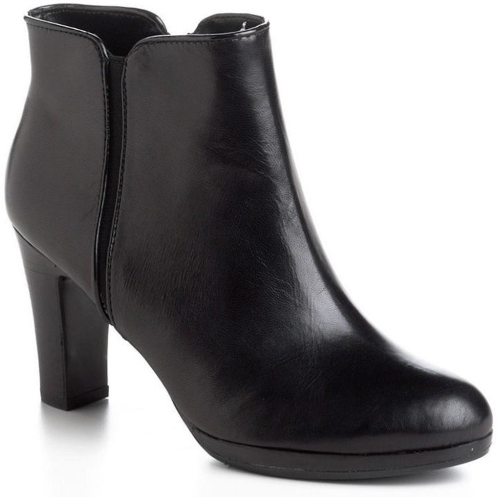 Lauren Ralph Lauren Marcy Black Leather Heeled Platform Boot Booties Sz 5.5
